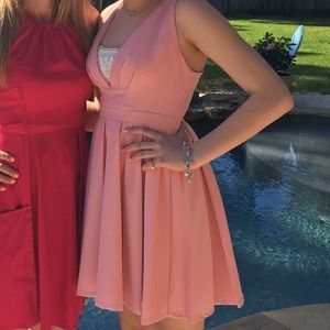 Pink Deep V neck Cocktail Dress, size small